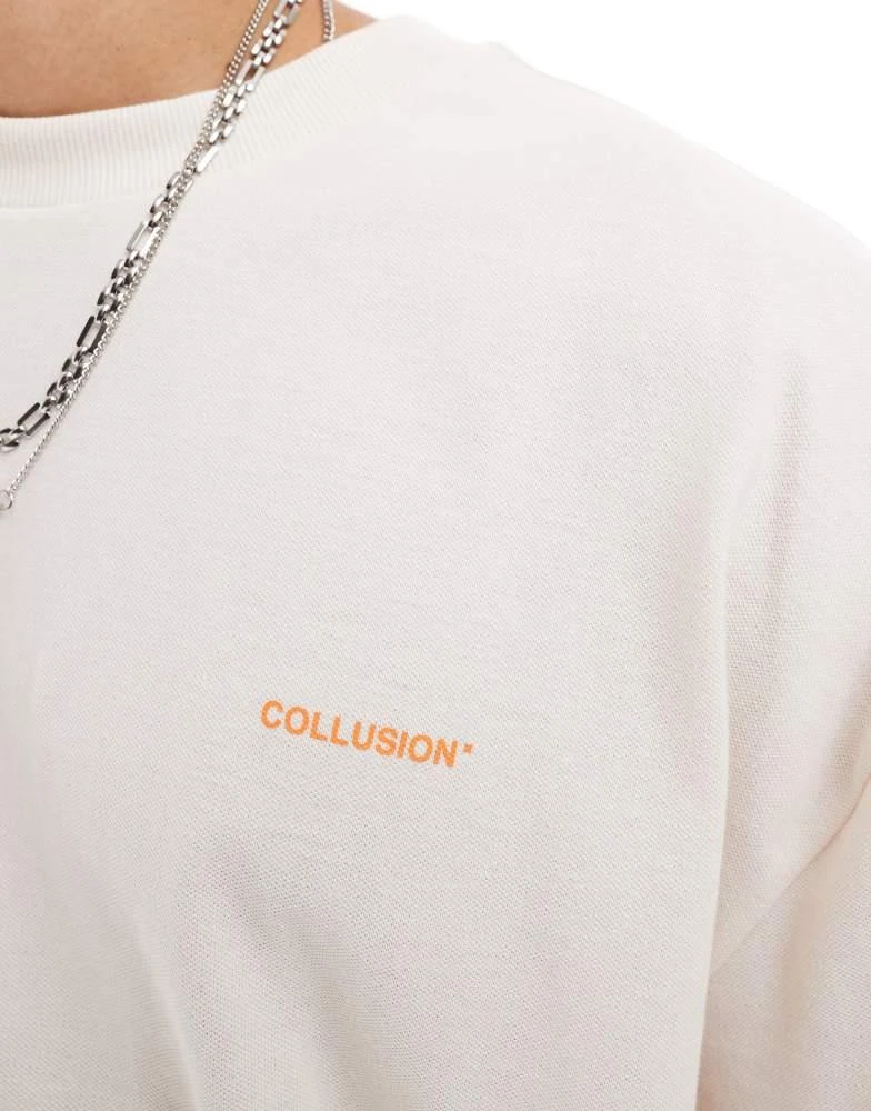 COLLUSION COLLUSION oversized logo pique t-shirt in stone 4