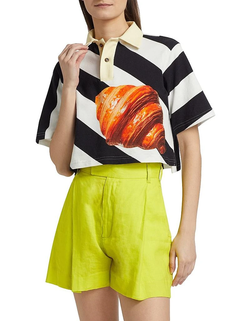 BruceGlen Croissant Striped Crop Rugby Polo Shirt 3