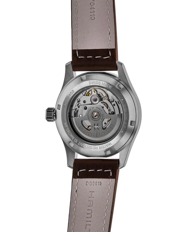 Hamilton Hamilton Khaki Field Auto 38MM Black Dial Leather Strap Men's Watch H70455533 3