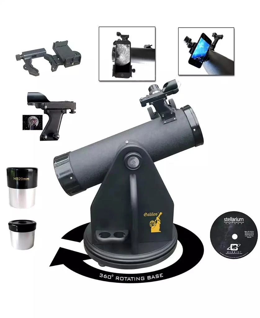 Galileo 500mm x 80mm Table Top Dobsonian Telescope Kit with Smartphone Adapter 1