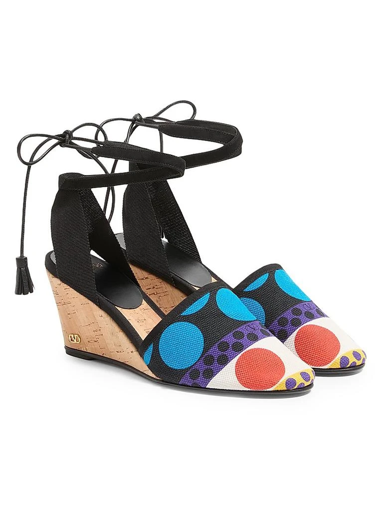 Valentino La Cruisette Wedges in 75MM Optical Pois Canvas 2