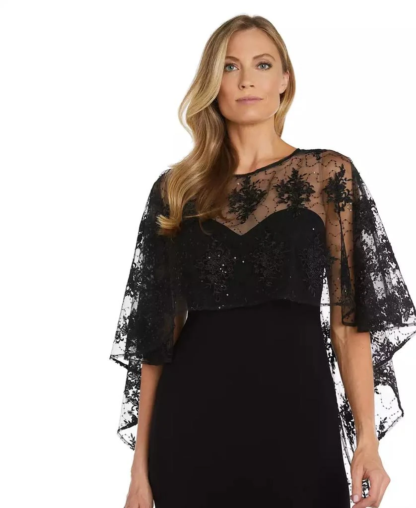 R & M Richards Women's Embellished-Capelet Gown 3