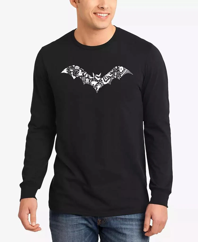 LA Pop Art Men's Halloween Bat Word Art Long Sleeve T-Shirt 1