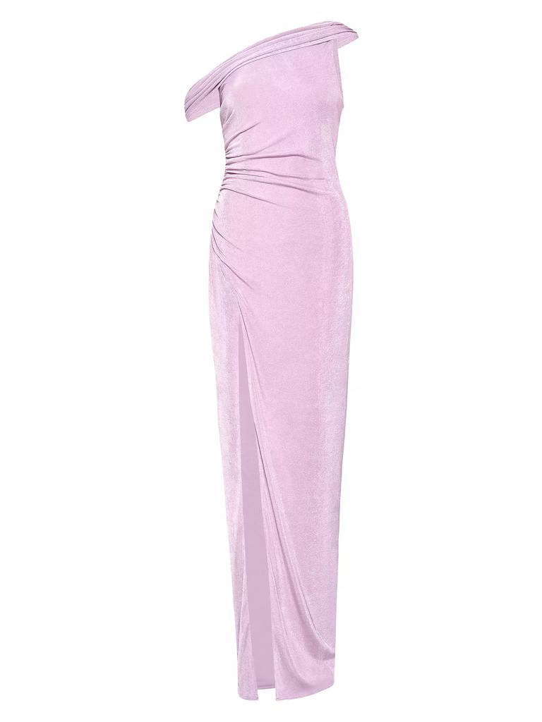Katie May Rhea Asymmetric Shirred Jersey Gown