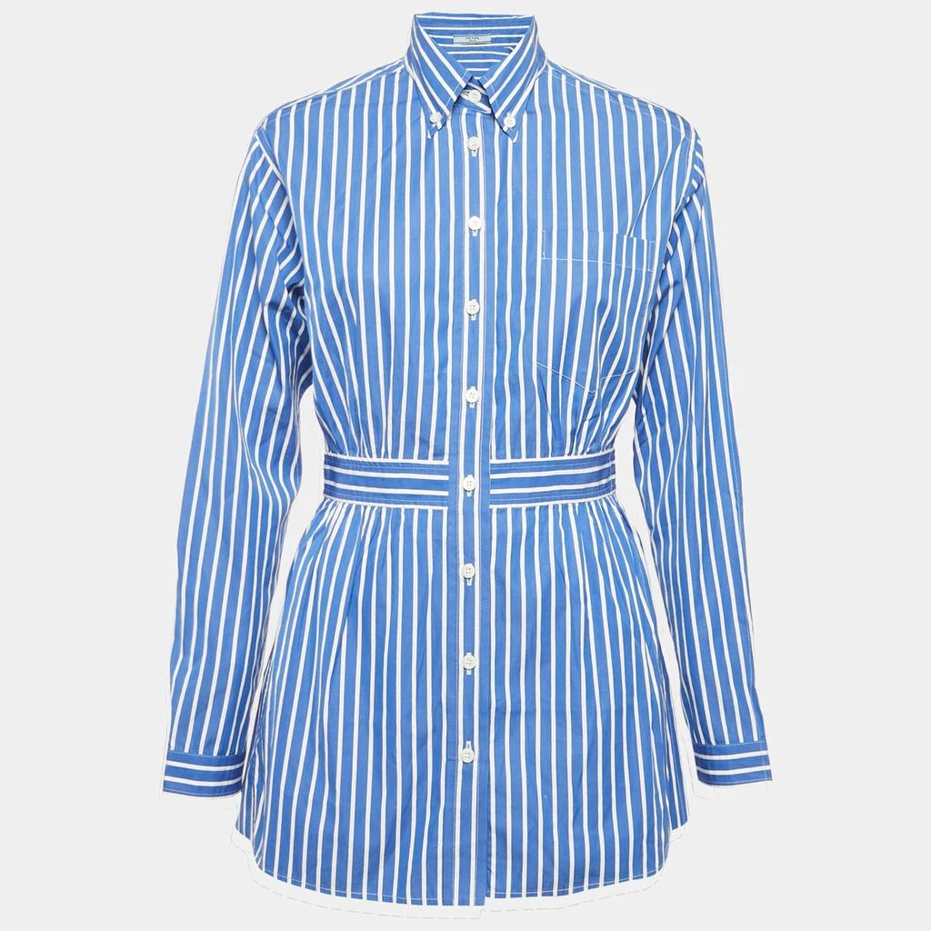 Prada Prada Blue Stripe Cotton Mini Shirt Dress S 1