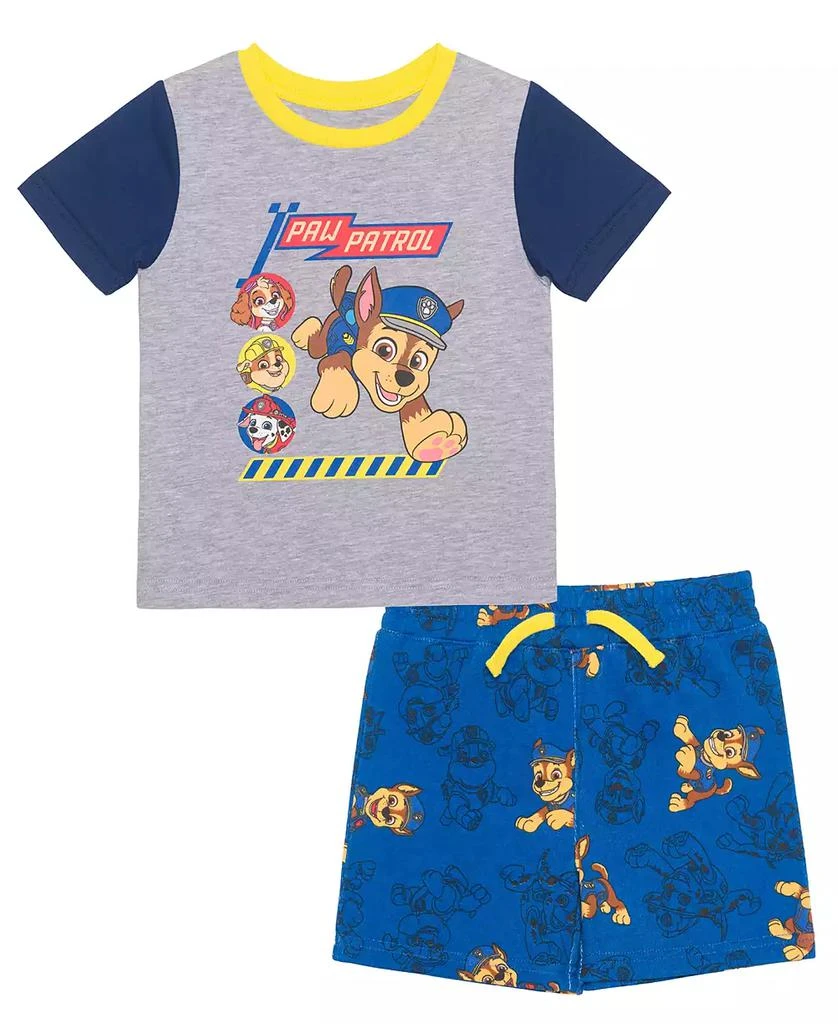 Paw Patrol Boys' Toddler 2T-5T T-Shirt and All-Over Print Shorts, 2-Piece Set