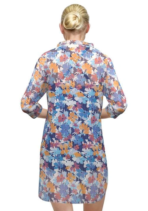 American Beach Beach Bloomfields Long Sleeve Button Down Tunic Swim Cover Up 2