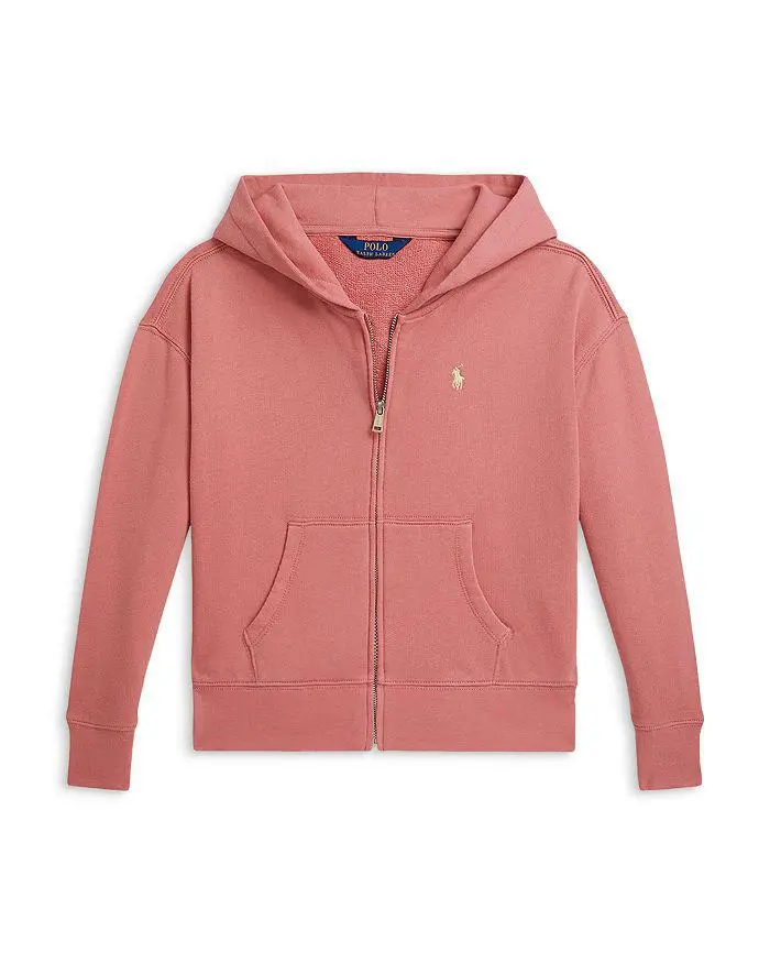 Ralph Lauren Girls' Terry Full Zip Hoodie - Big Kid