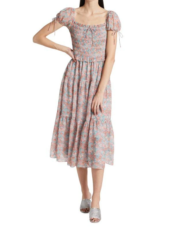 En Saison Adelina Floral Smocked Midi-Dress 1