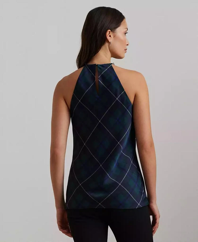 Ralph Lauren Women's Plaid Chain-Trim Charmeuse Halter Blouse 2