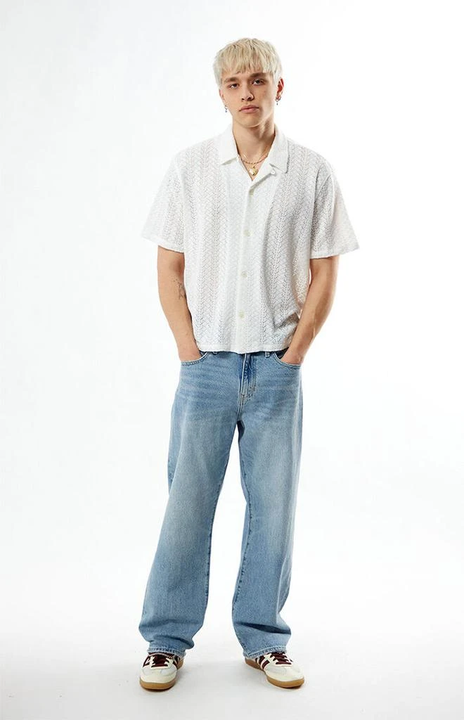 PacSun White Lance Swirl Knit Oversized Camp Shirt 4
