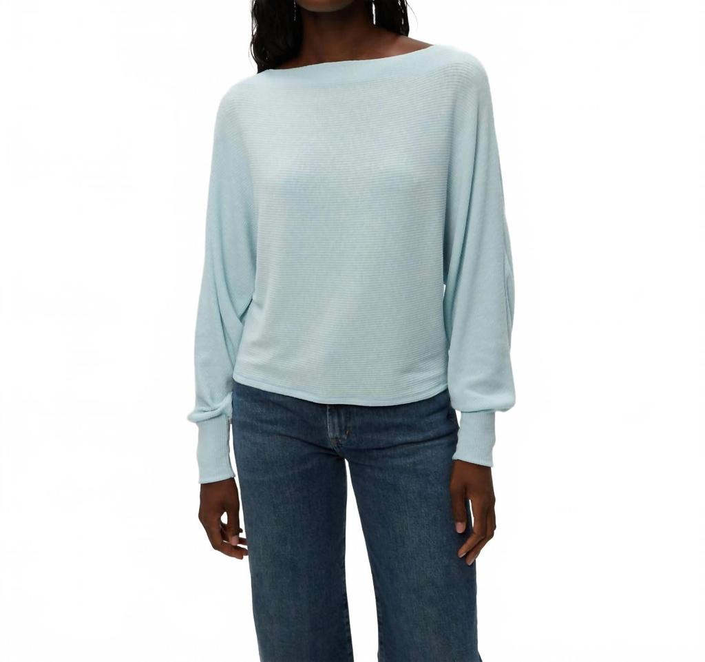 Michael Stars Roxy Balloon Sleeve Ribbed Top In Fountain