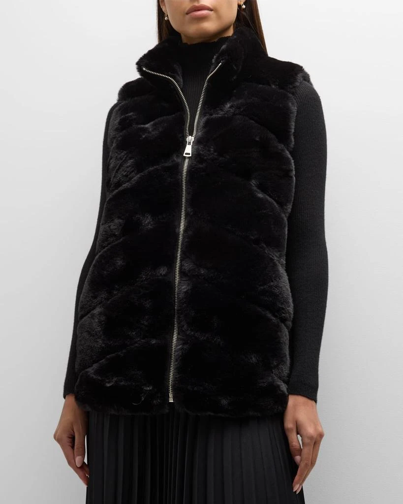 La Fiorentina Chevron Faux Mink Fur Vest 1