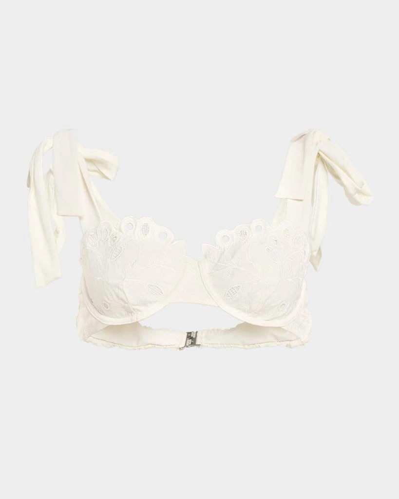 SIMKHAI Sofie Embroidered Tie-Strap Bikini Top