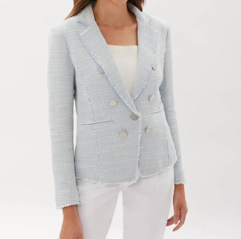 Ecru Ecru - Plaid Fitted Blazer