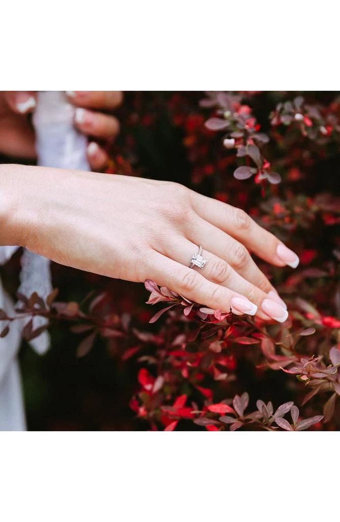 DELMAR 10K White Gold Created Moisannite Engagement Ring 7