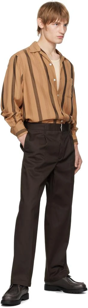 Wacko Maria Brown Striped Open Collar Shirt 4