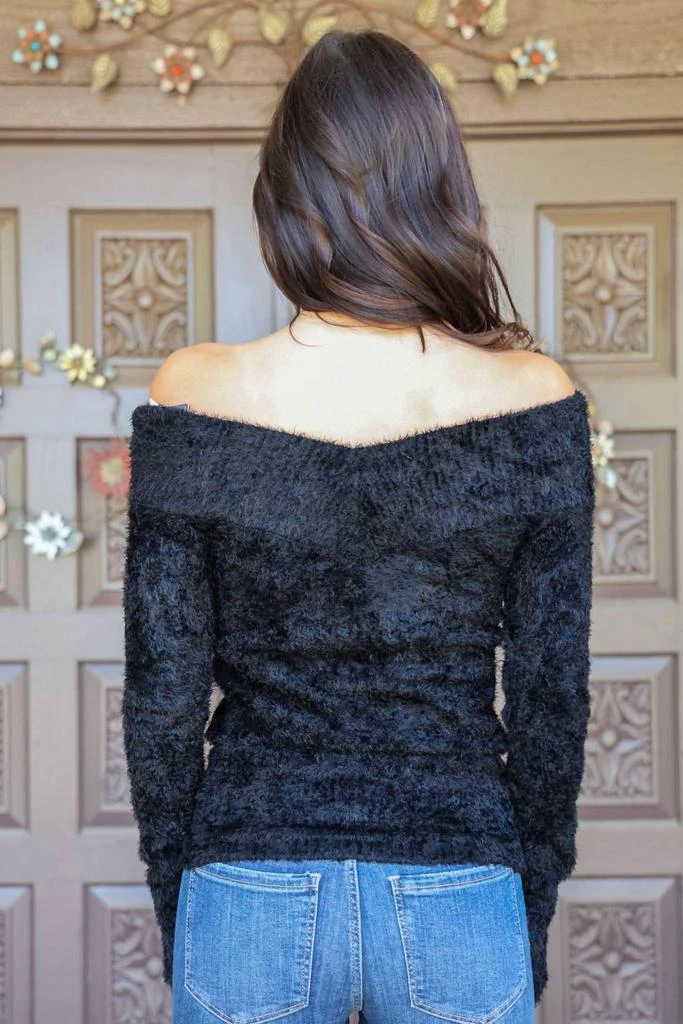 SCALA Scala - Furry Long Sleeve Off The Shoulder Sweater 3