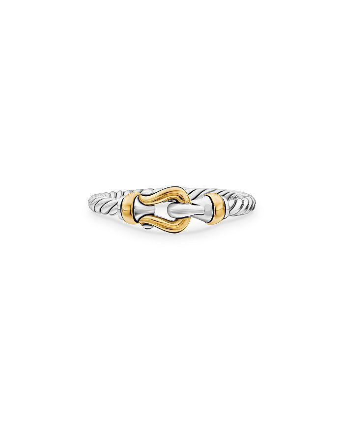 David Yurman Petite Buckle Ring with 18K Yellow Gold