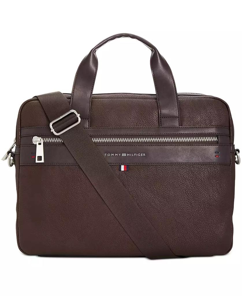 Tommy Hilfiger Men's Pebble Faux-Leather Leo Briefcase