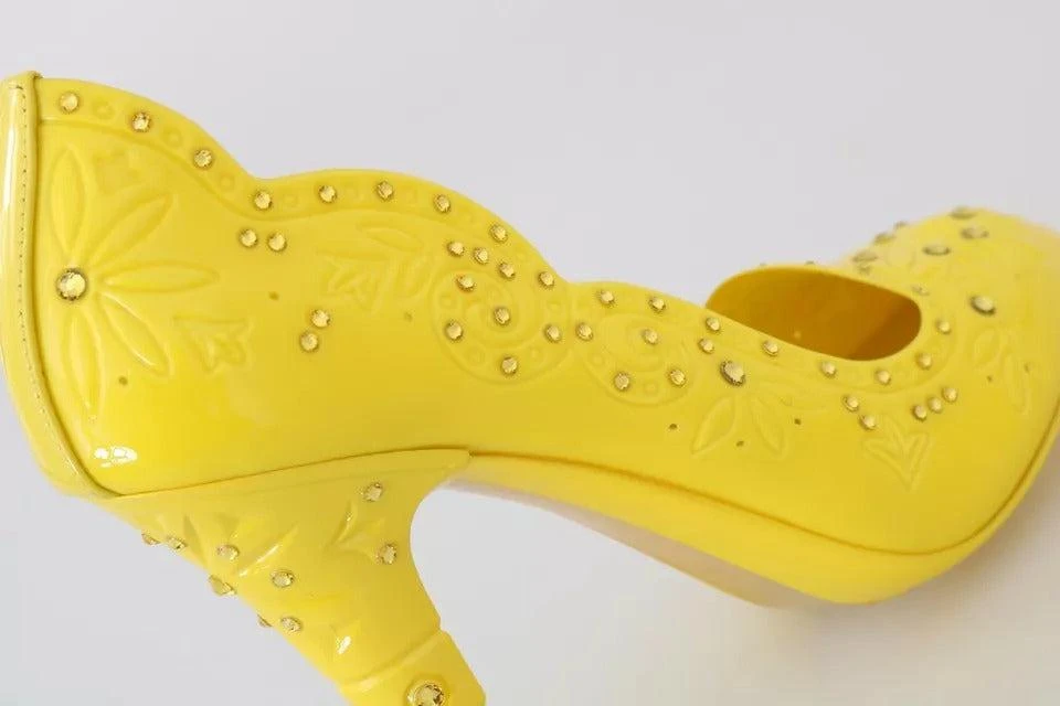 Dolce & Gabbana Dolce & Gabbana Yellow Crystal Heels CINDERELLA Shoes 8