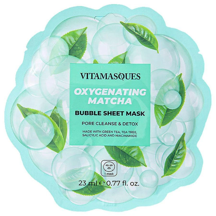 Vitamasques Oxygenating Matcha Bubble Sheet Mask, Pore Cleanse & Detox