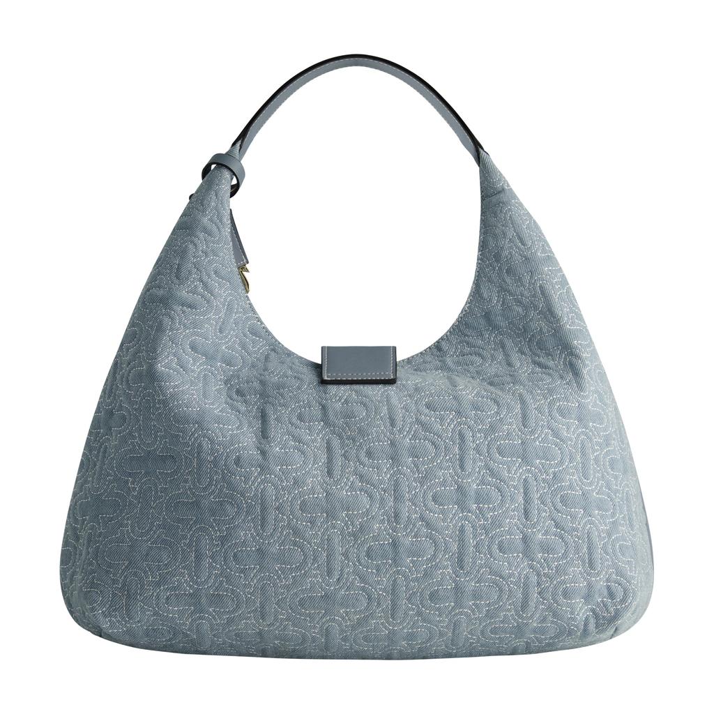 True Religion Quilted Horseshoe Large Denim Hobo