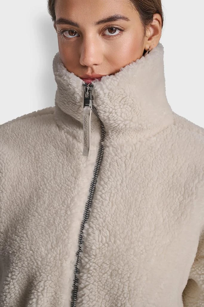 DKNY SHERPA MOCK NECK CURVED HEM JACKET WITH TICKING 5