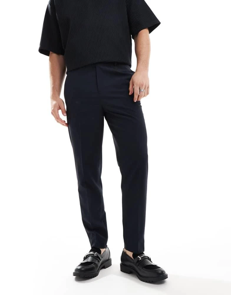 ASOS ASOS DESIGN smart tapered fit trousers in navy 1