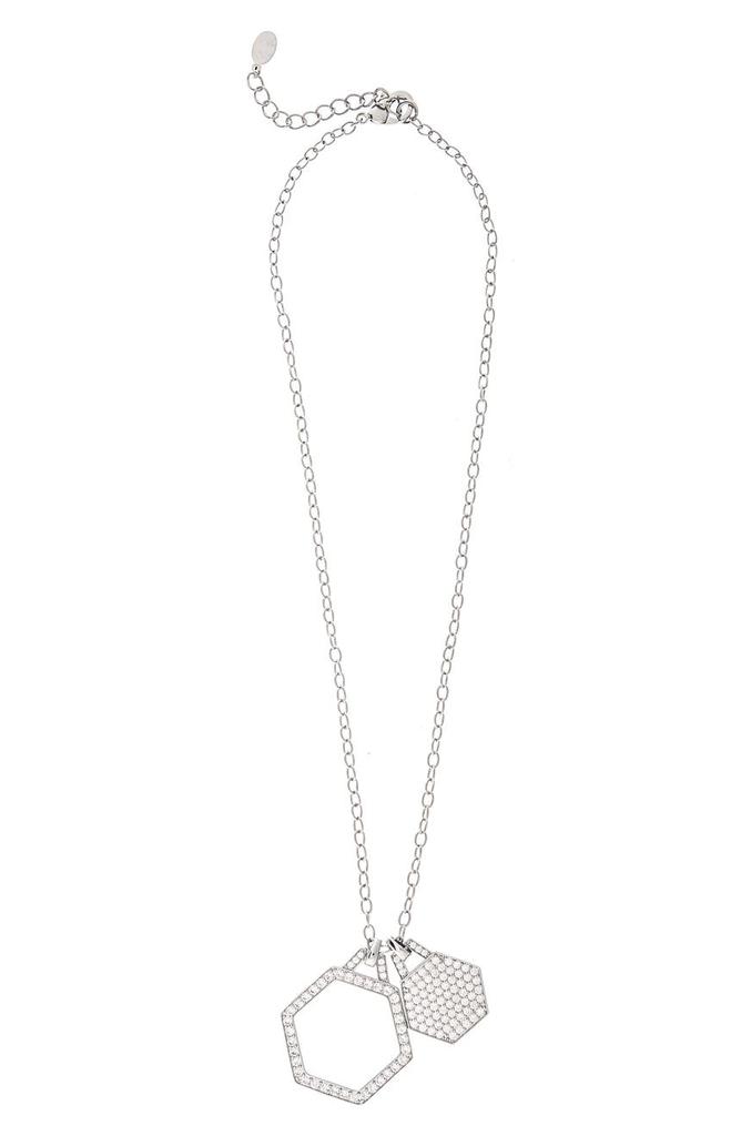 Rivka Friedman White Rhodium Crystal Pendant Necklace
