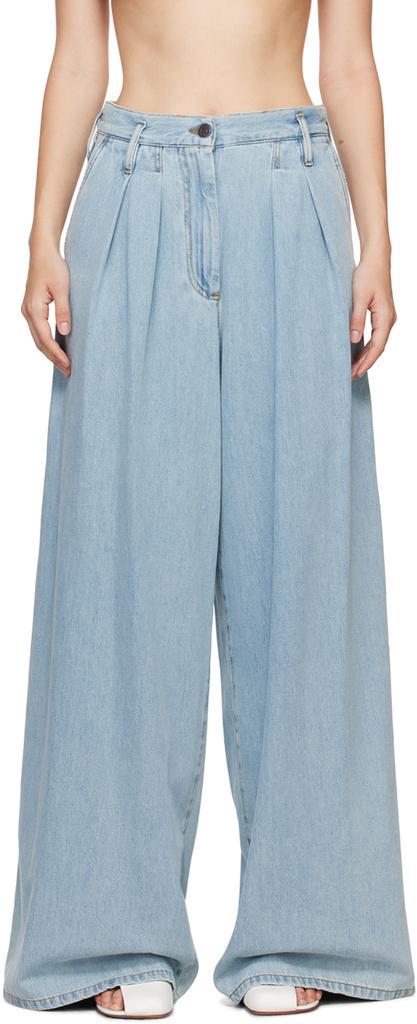 Shop Blue Wide Pleated Jeans on Sale at BeyondStyle – Get 59% Off