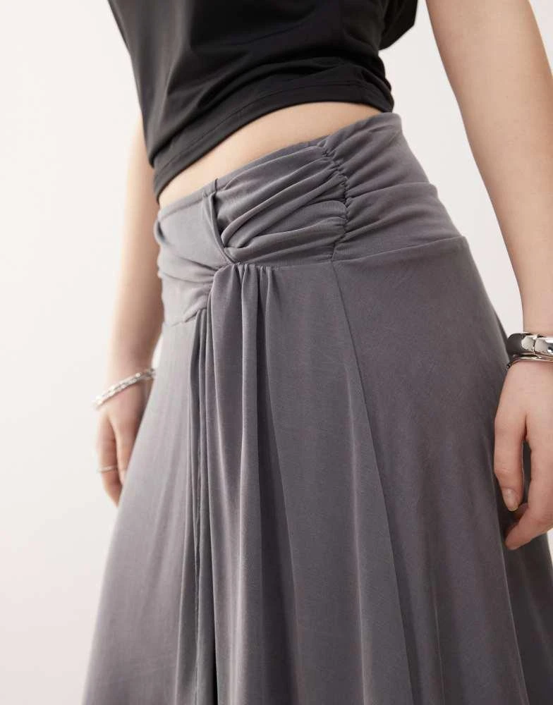Motel Motel harlan slinky asymmteric midi skirt in grey 2
