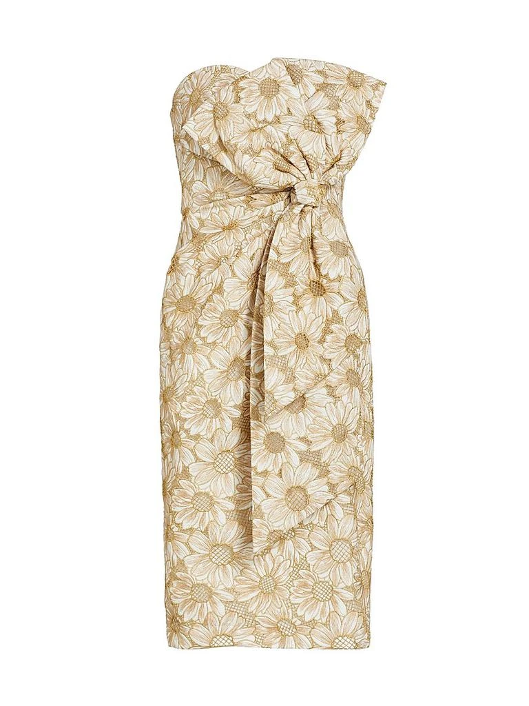 Badgley Mischka Daisy Bow Strapless Sheath Dress 1