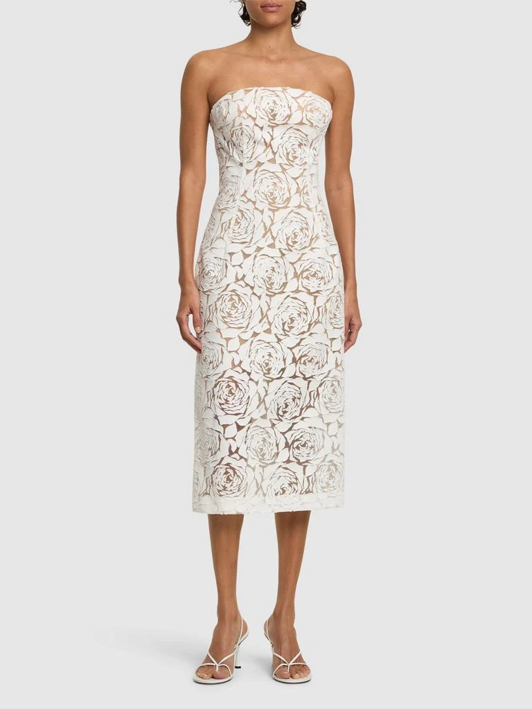 ERMANNO Cotton Blend Strapless Midi Dress 1