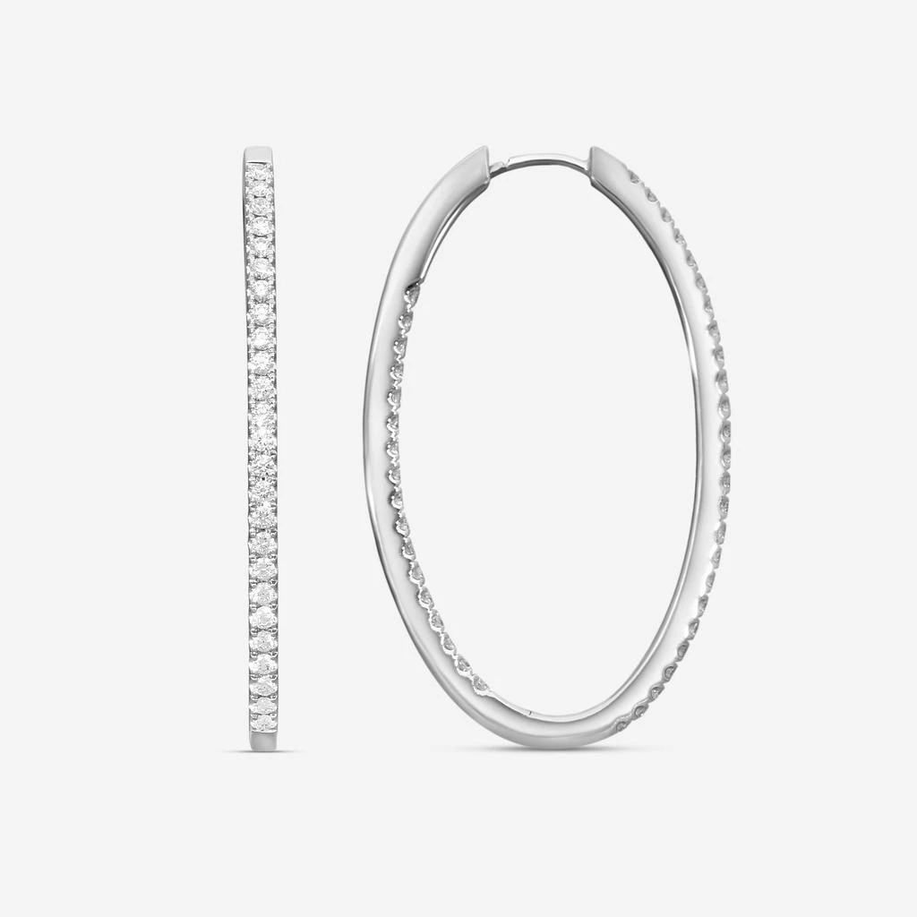 Mémoire Mémoire 18K White Gold Diamond Oval Hoop Earrings CHHO20945268W72000-copy 4