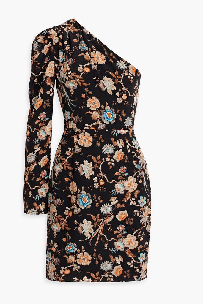LES RÊVERIES One-shoulder gathered floral-print silk crepe de chine mini dress