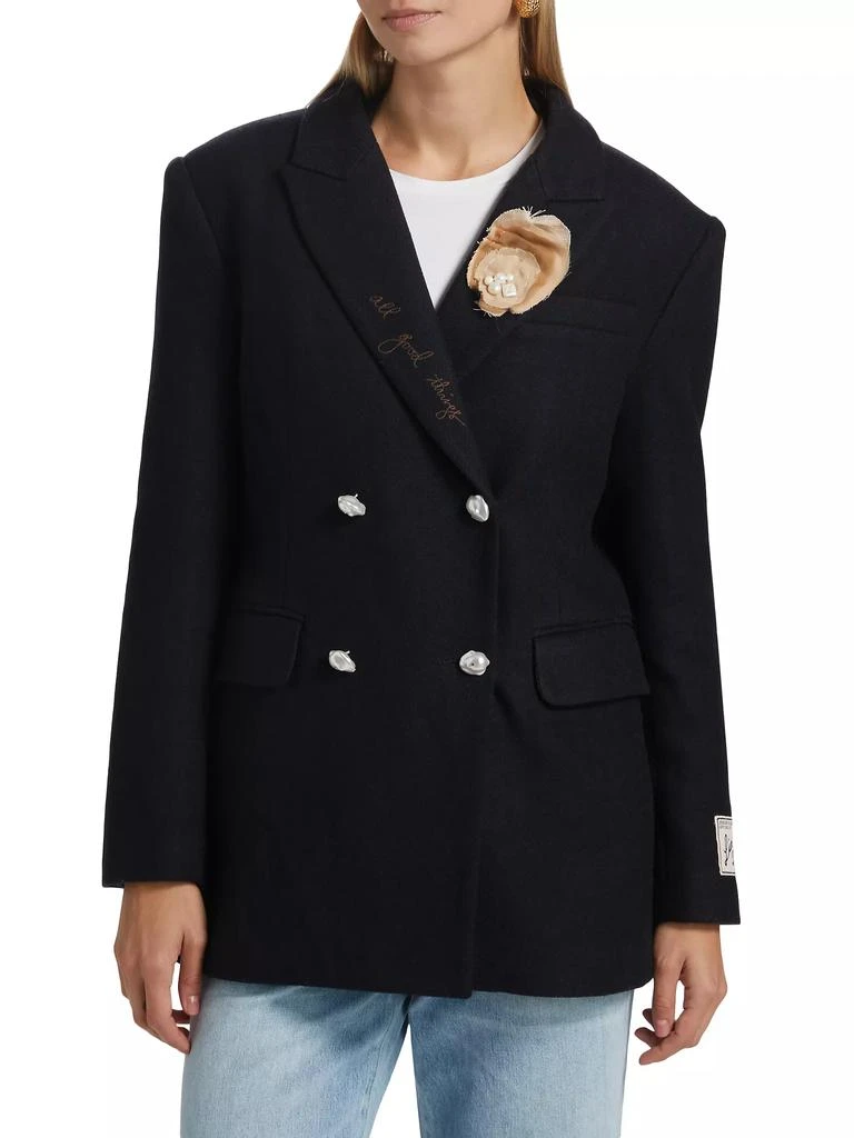 Lingua Franca Jackie Pearl-Embellished Double-Breasted Blazer 3