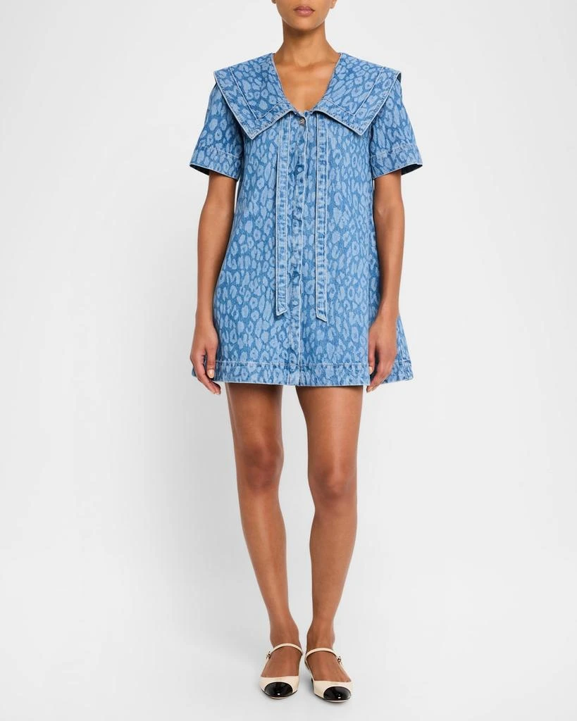 Damson Madder Goldie Denim Leopard Swing Dress 2