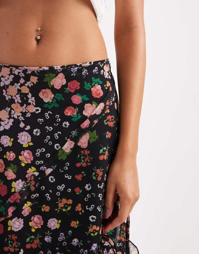 ASOS ASOS DESIGN ruffle chiffon printed maxi skirt in multi floral 5