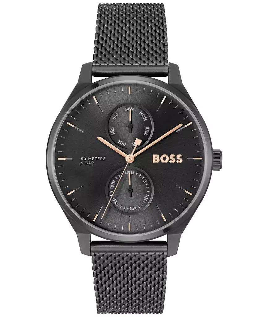 Hugo Boss Men's Tyler Giftset Quartz Multifunction Ionic Plated Black Steel Watch, 43mm 1
