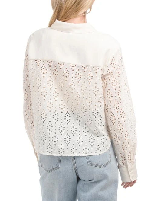 Rachel Zoe Long Sleeve Collared Eyelet Blouse 2