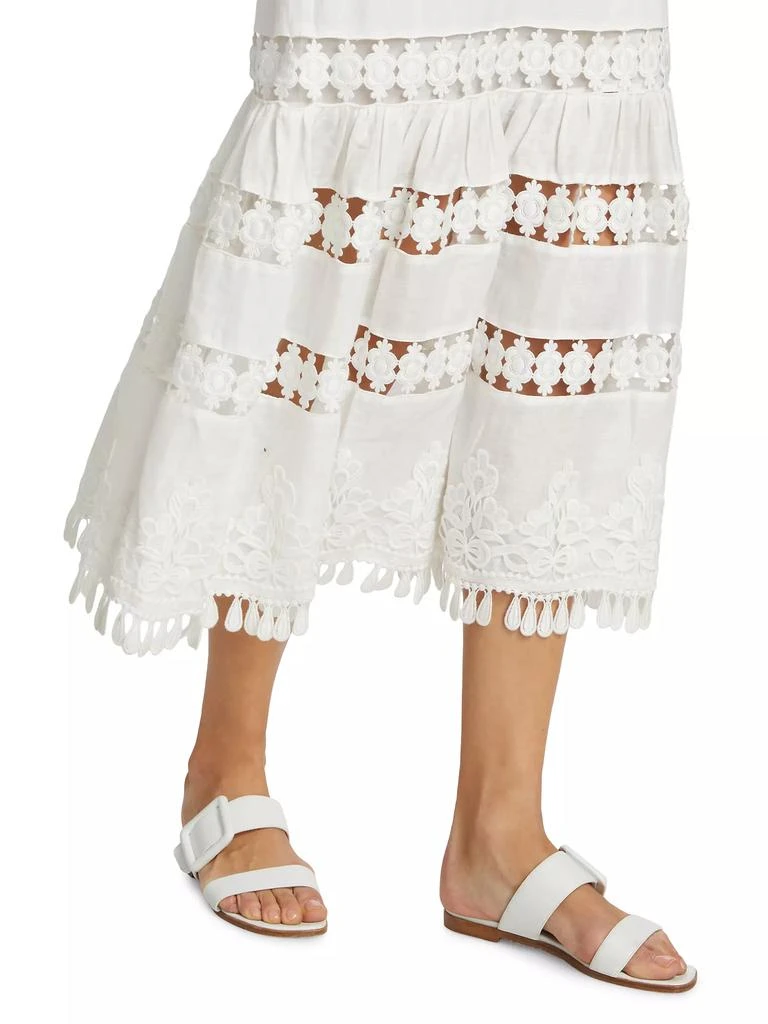 Zimmermann Pop Linen Lace Paneled Midi-Dress 6