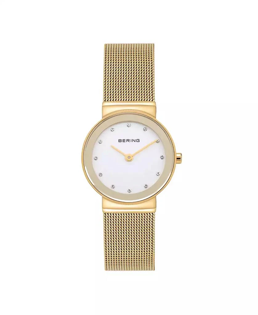 Bering Women's Crystal Gold-Tone Stainless Steel Mesh Bracelet Watch 26mm 1