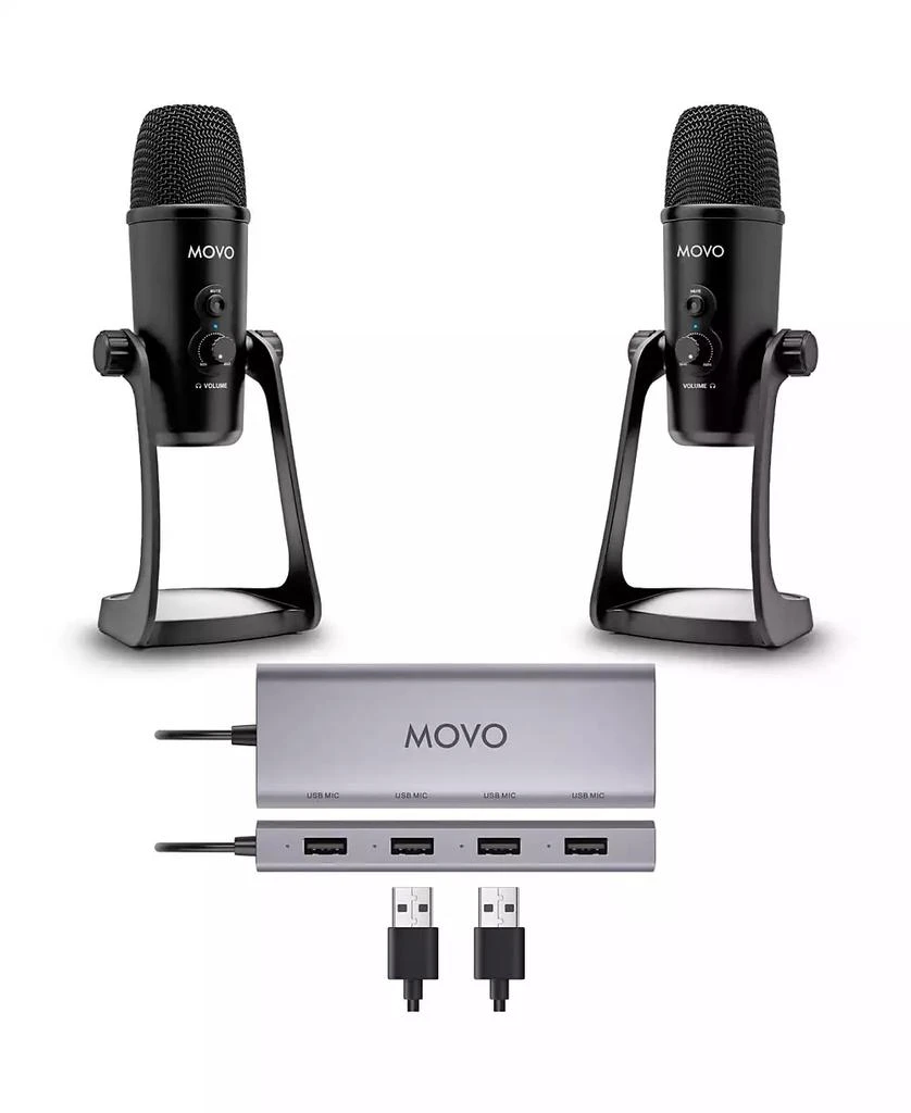 Movo USB Podcast Equipment Bundle for 2 with USB Interface with 2 ...