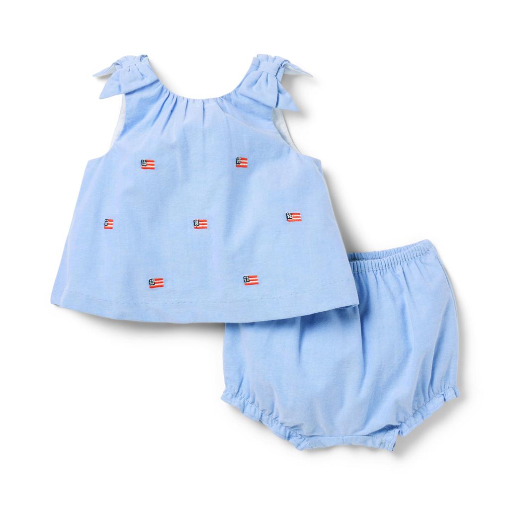 Janie and Jack Flag Embroidered Set (Infant)