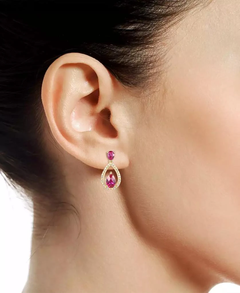 Macy's Ruby (1-1/5 ct. t.w.) & Diamond (1/20 ct. t.w.) Openwork Teardrop Drop Earrings in 14k Gold-Plated Sterling Silver 2