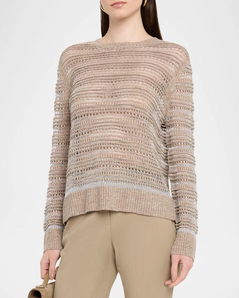 Lafayette 148 New York Crewneck Textured Lace & Ottoman Stitch Sweater 4
