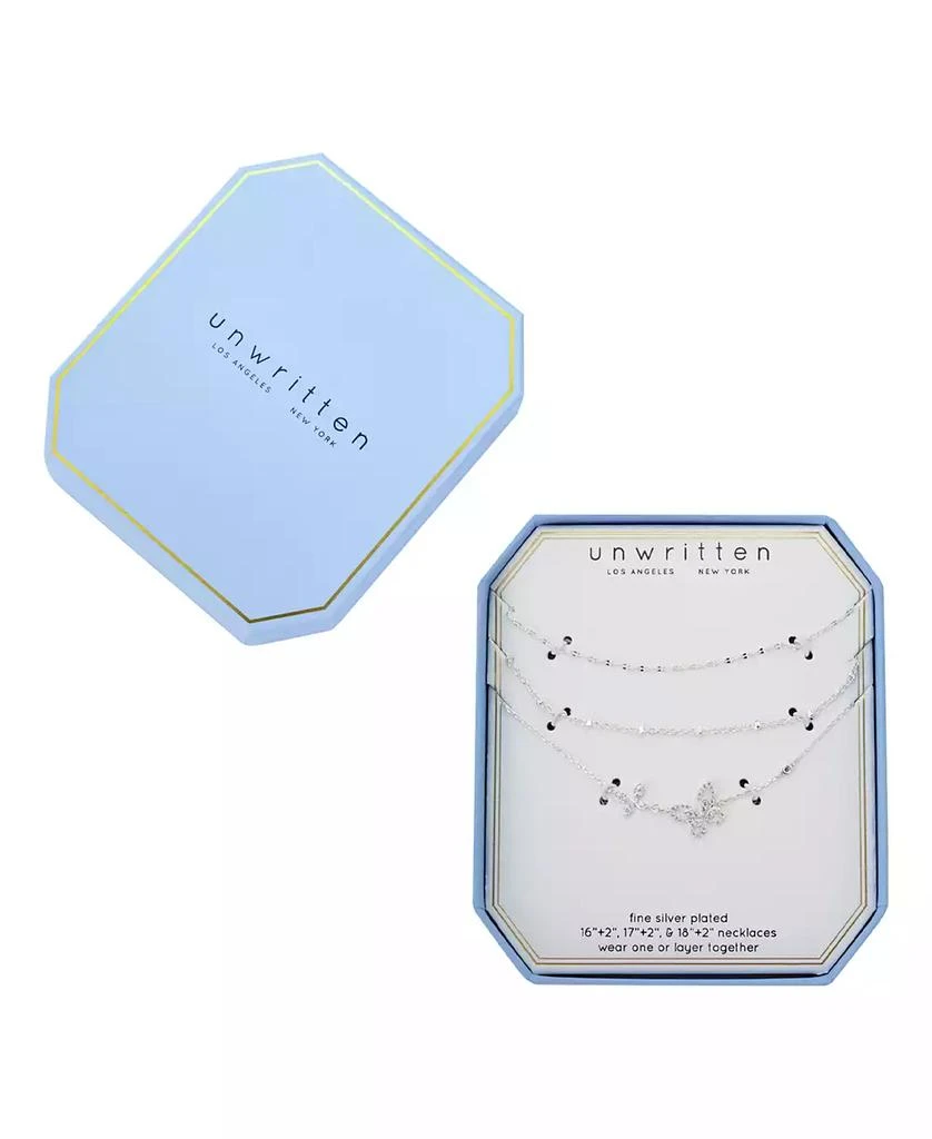 Unwritten Cubic Zirconia Double Butterfly Layered Necklace Set 4