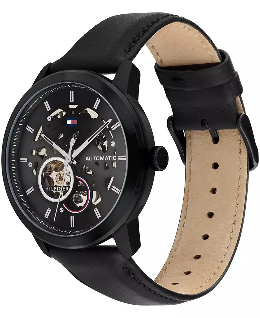 Tommy Hilfiger Men's Automatic Black Leather Strap Watch 43mm 2