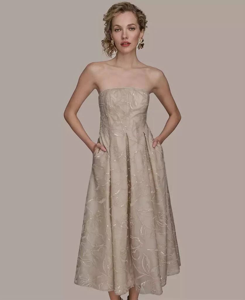 Donna Karan Women's Strapless Fit & Flare Midi Dress - Beige - 4